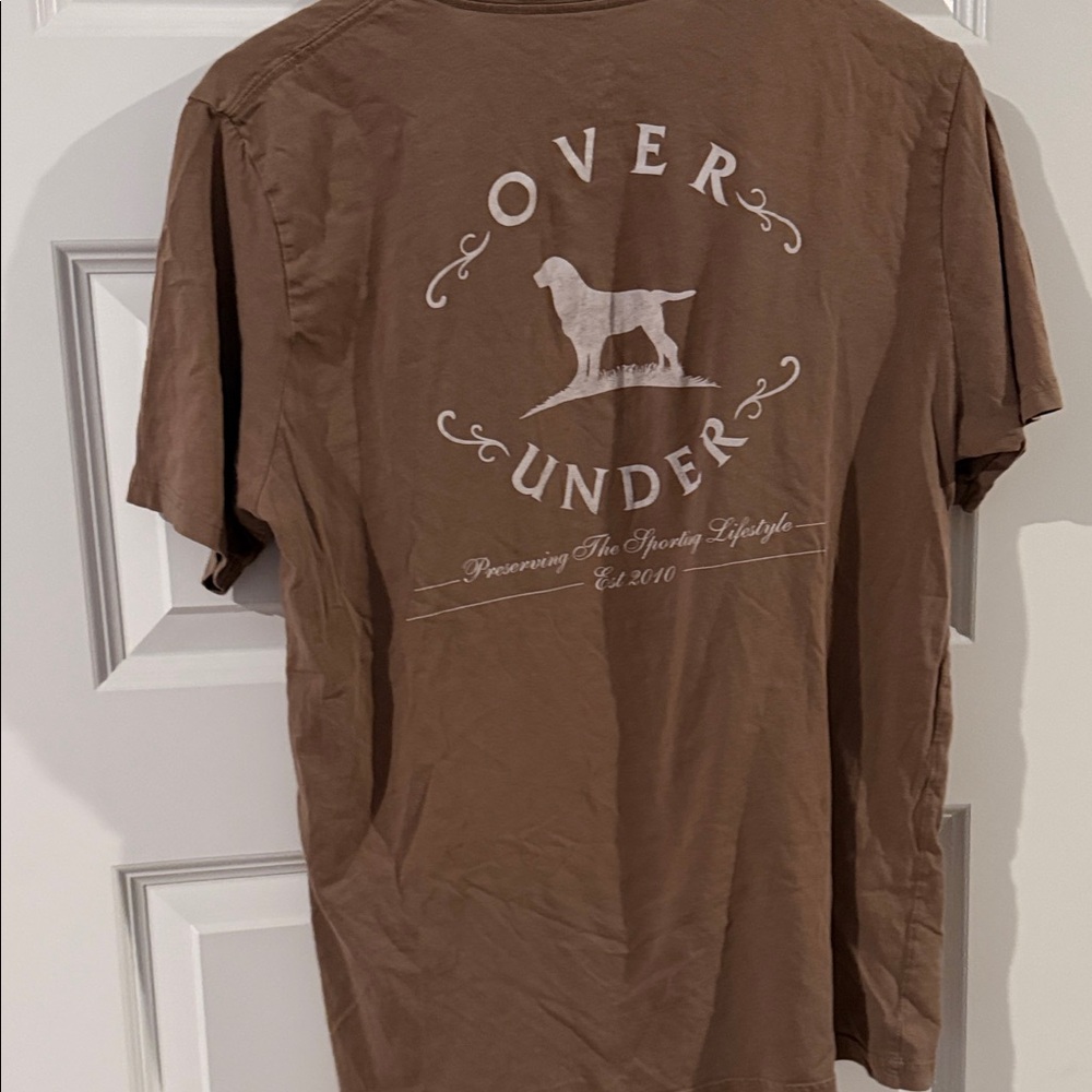 Men's Over Under Brown Short Sleeve Pocket Tee Shirt Medium